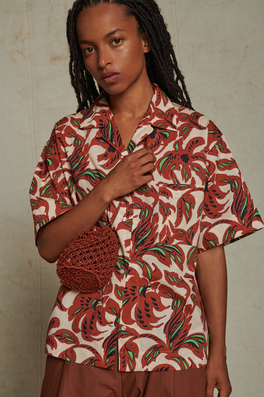 Chemise Alexandre - Terre Battue/Vert - Coton - Femme