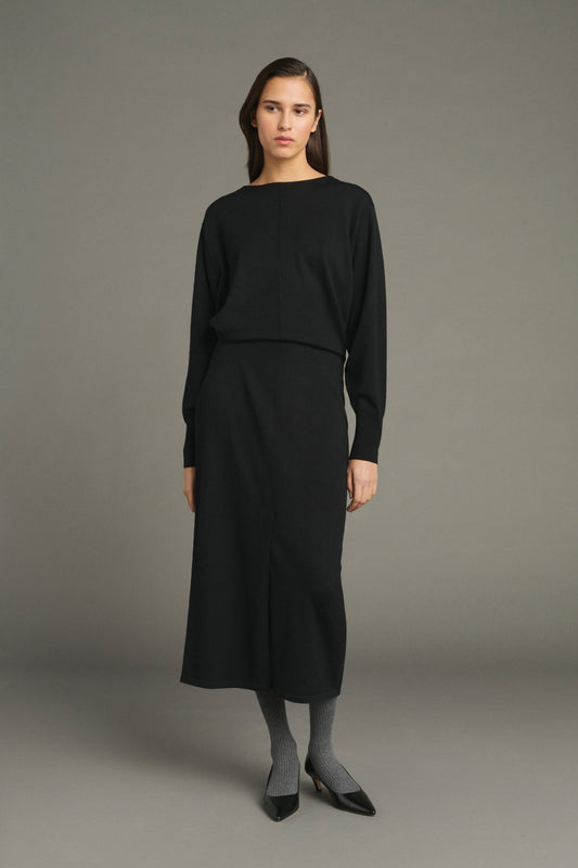 Kathleen dress - Black - Merino Wool - Women