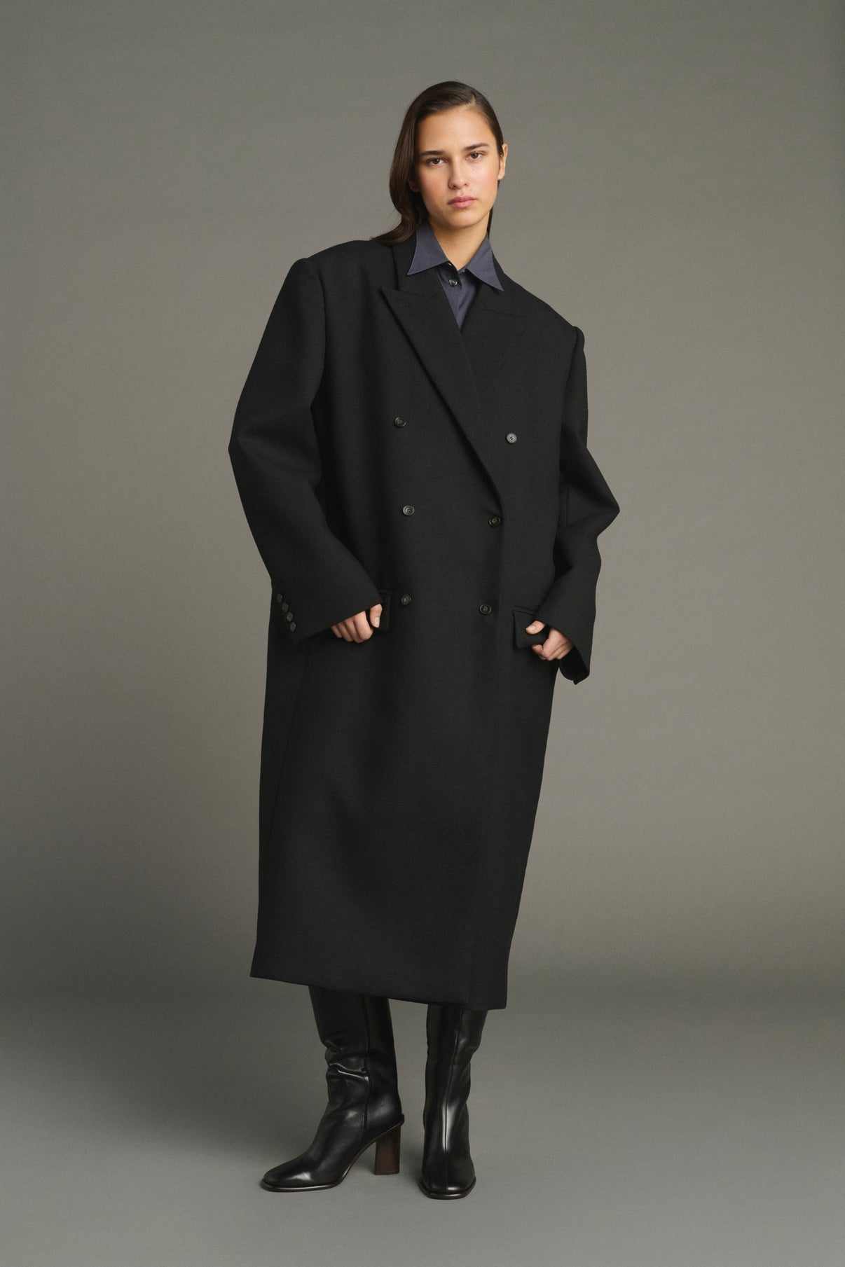 Jim Coat - Black - Wool - Women vue 1