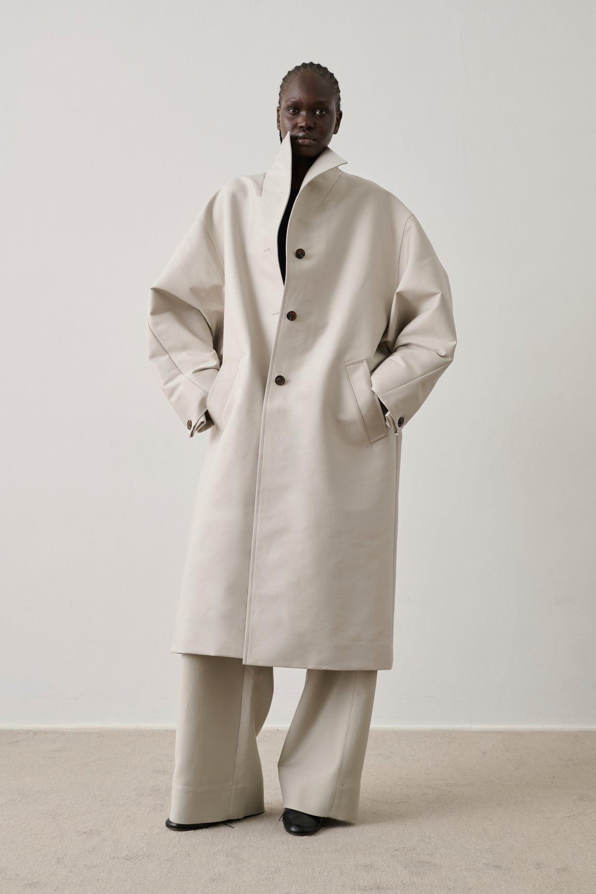 Hyacinthe coat - Light Grey Organic Cotton Women - Soeur vue 4