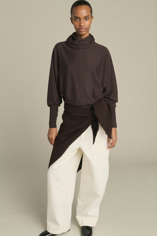 Jamelia cape - Dark Brown - Wool - Women
