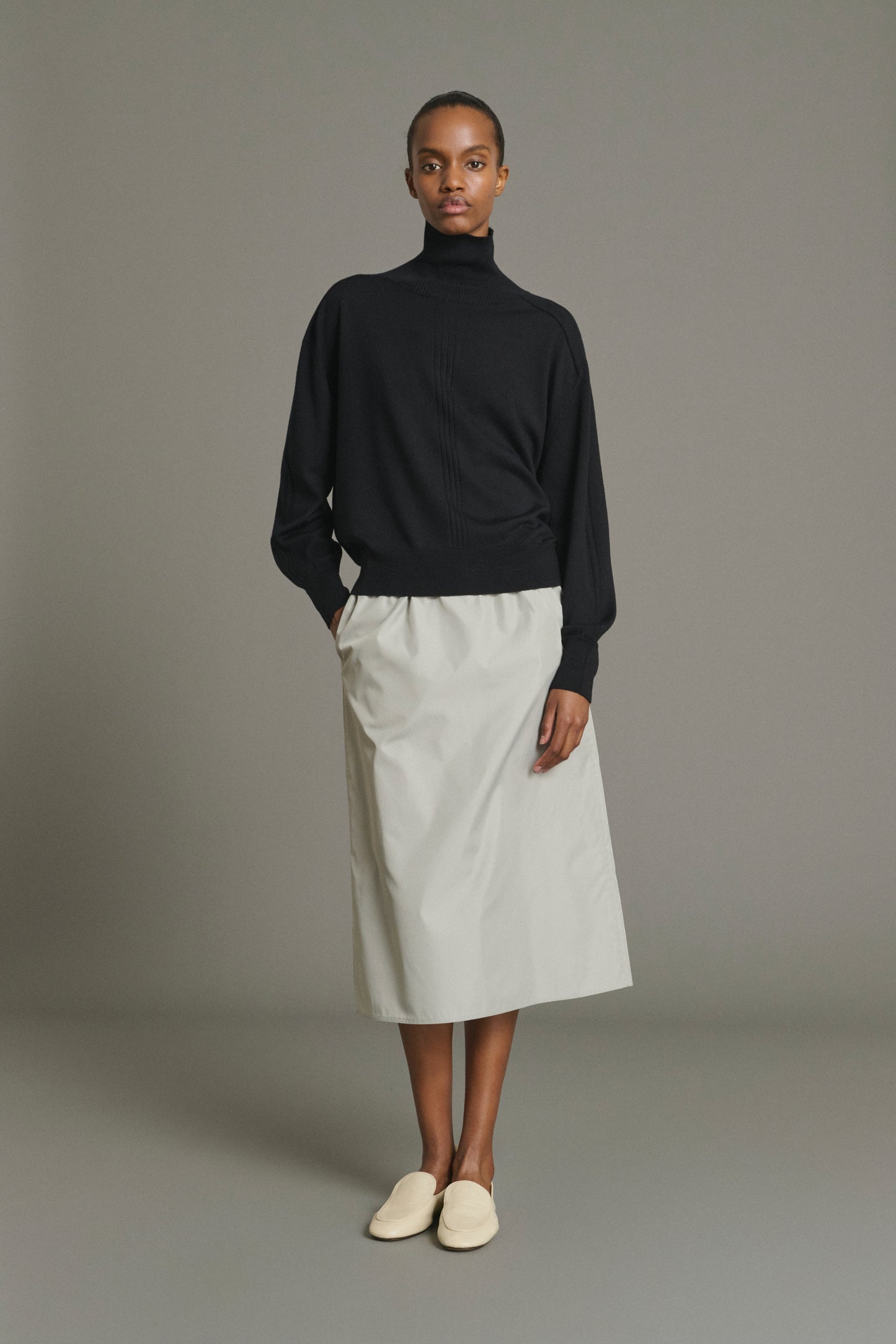Nord pullover - Black Merino Wool Oversized Roll Collar - Soeur
