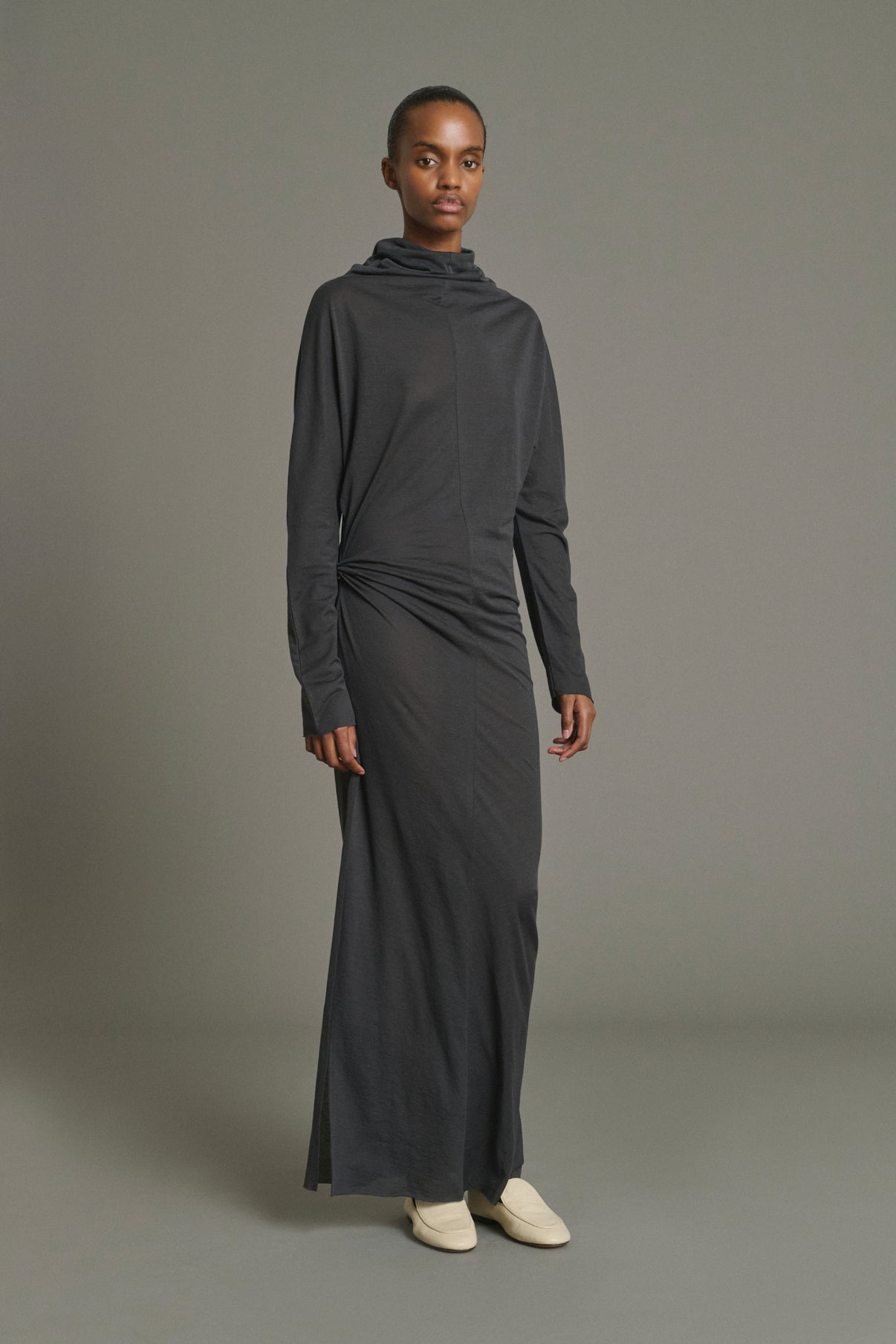 Lola Dress - Anthracite Grey - Cotton - Women vue 2
