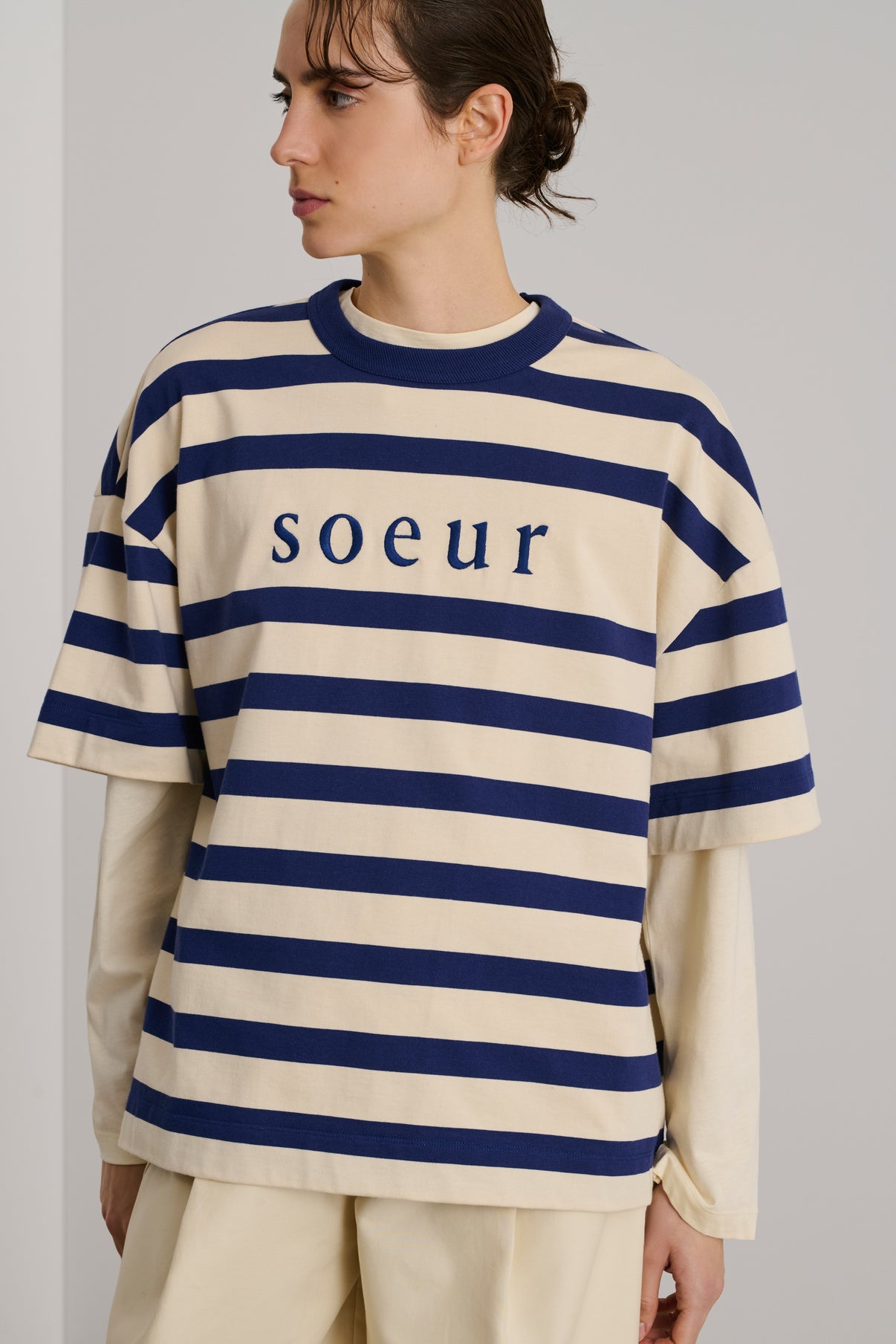 Tee-Shirt Adam - Écru/Marine - Coton - Femme vue 1