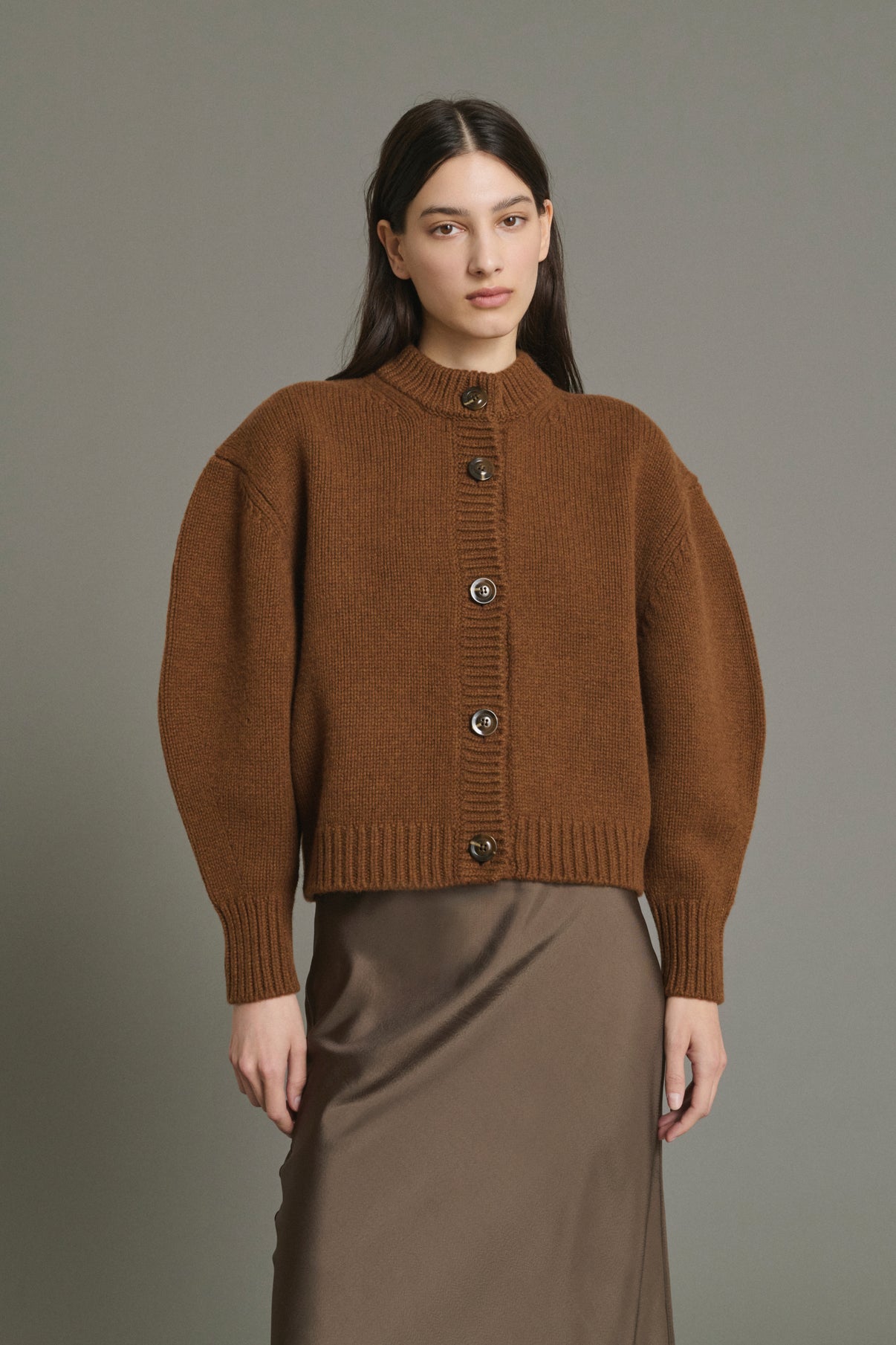Leonard Cardigan - Caramel - Merino Wool - Women vue 1