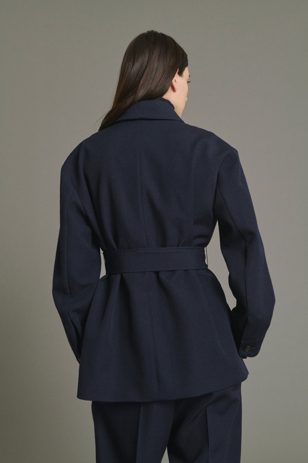 Come Jacket - Navy - Wool - Women vue 3