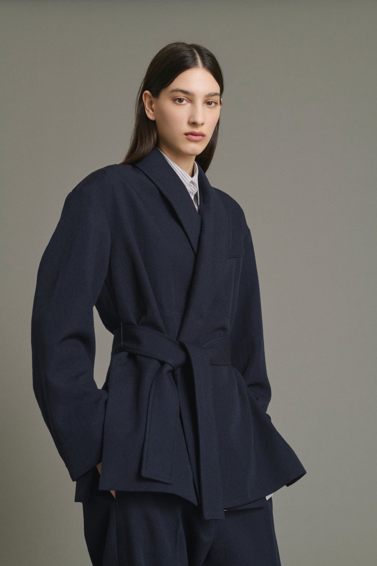 Come Jacket - Navy - Wool - Women vue 1
