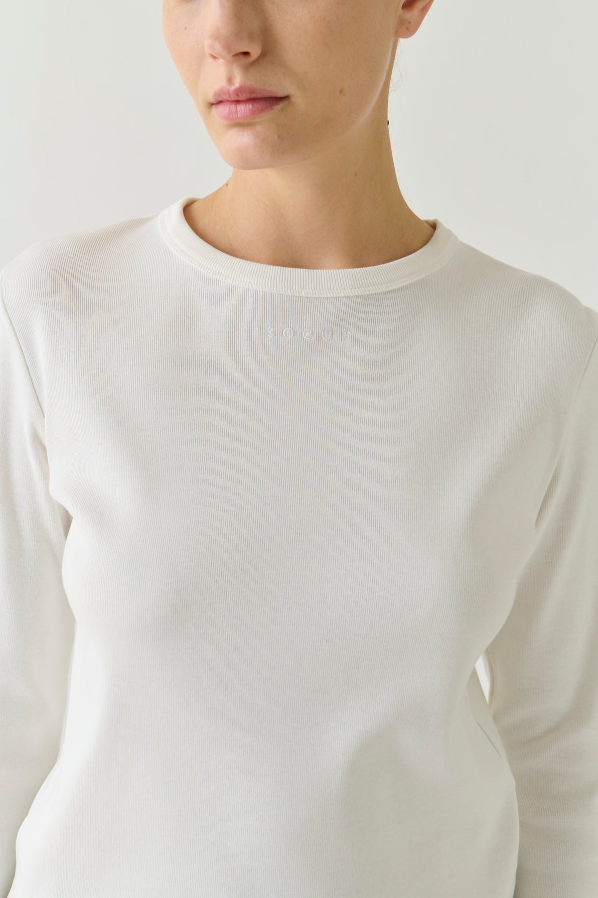 T-Shirt Flavie - White Organic Cotton Long Sleeves - Soeur