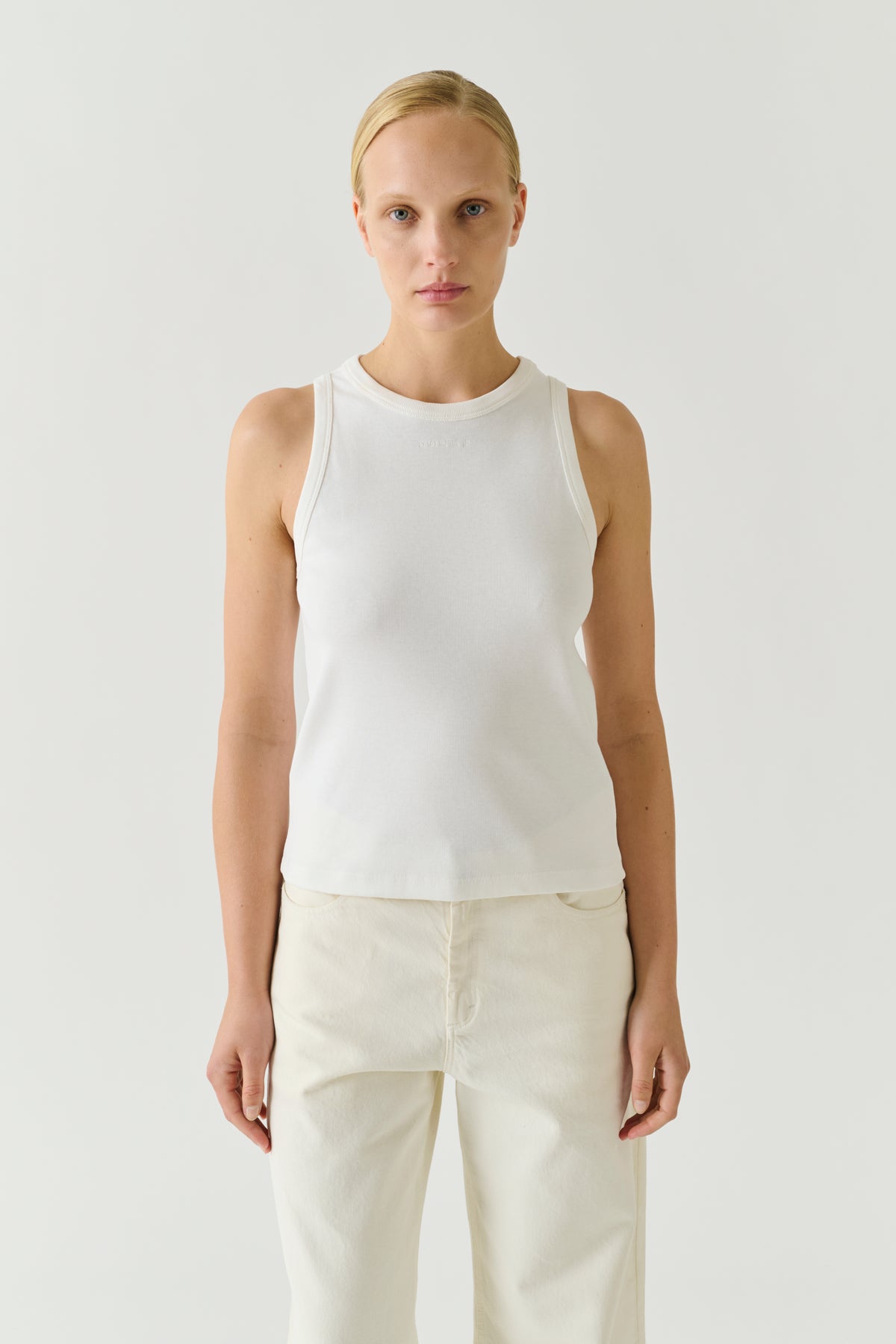 Tank Top Dolly - White Cotton Fine Ribs Women - Soeur